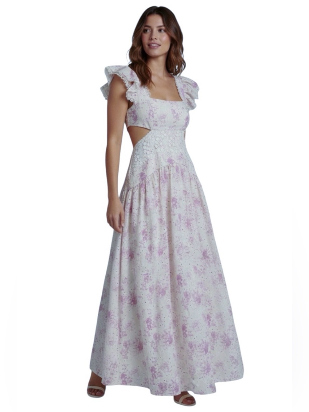ASOS Design Floral Lace side cutout Dress